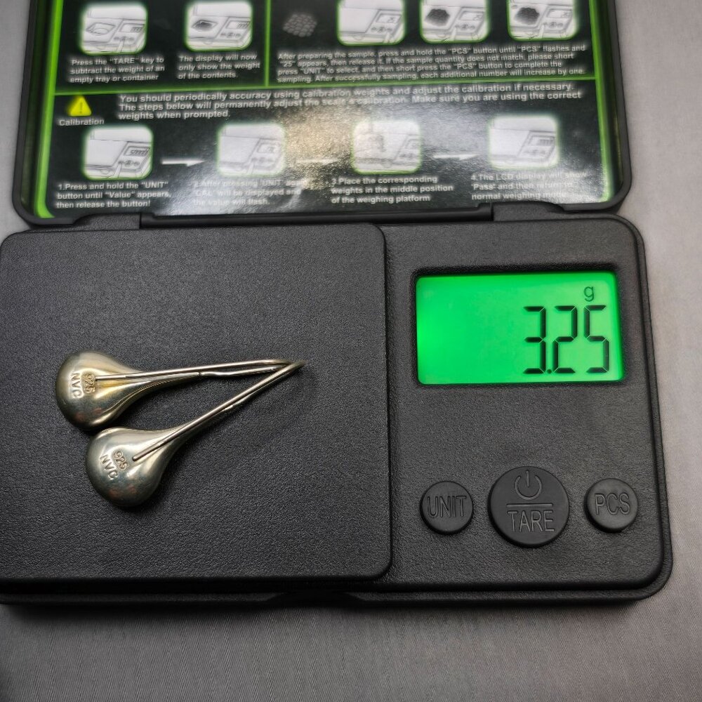 VTG Sterling Silver 925 Dangle Puffy Teardrop Earrings 1.25" Signed AVC - Picture 6 of 7